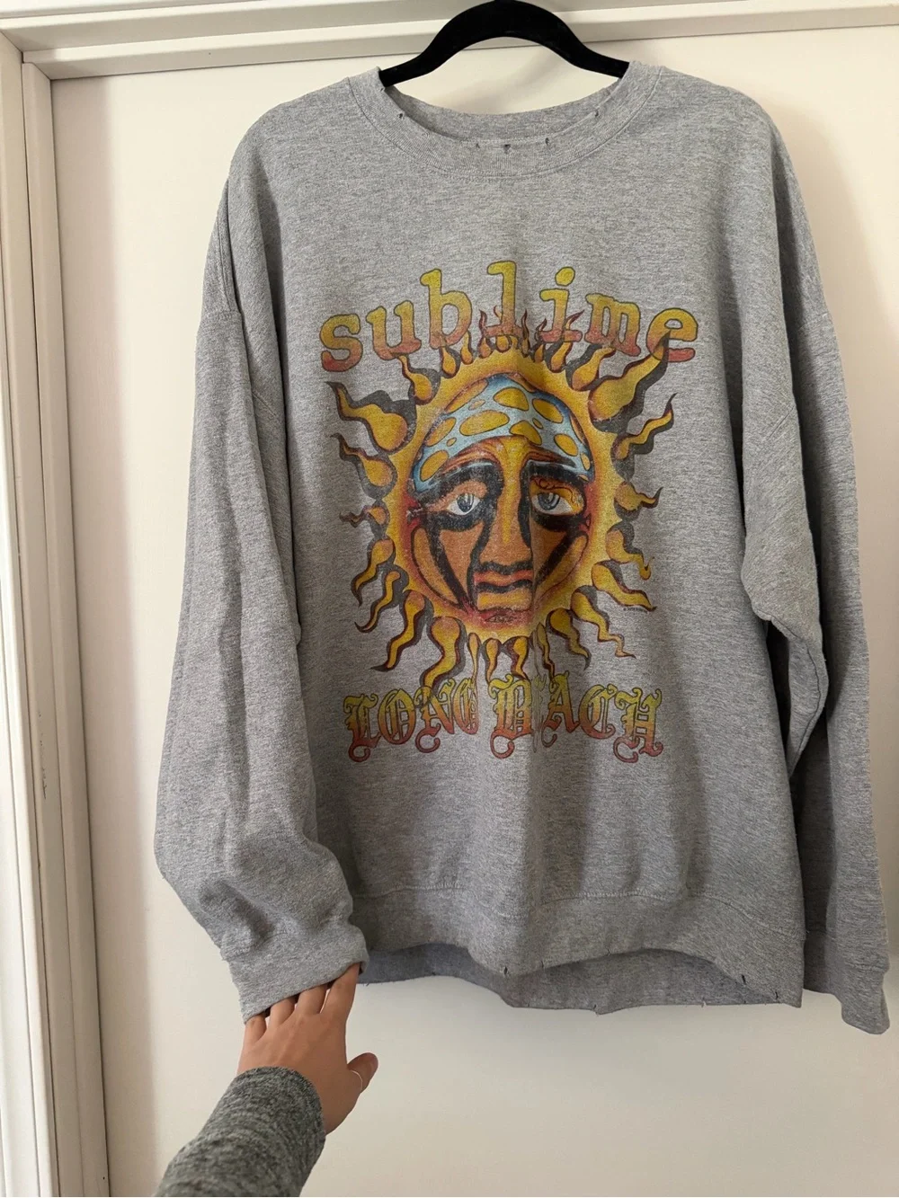 Urban Outfitters Gray Crewneck with Yellow & Orange Sun Graphic